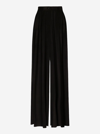 Shop Dolce & Gabbana Silk Trousers In Black