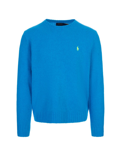 Shop Polo Ralph Lauren Pony Embroidered Crewneck Jumper In Blue