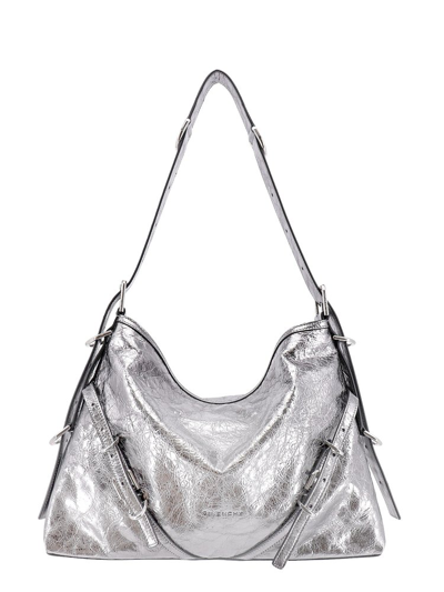 Shop Givenchy Medium Voyou Shoulder Bag In Silver