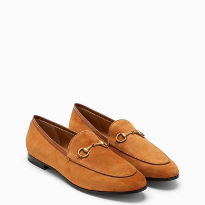 Shop Gucci Cognac Suede Jordaan Loafers Women In Brown