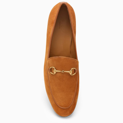 Shop Gucci Cognac Suede Jordaan Loafers Women In Brown