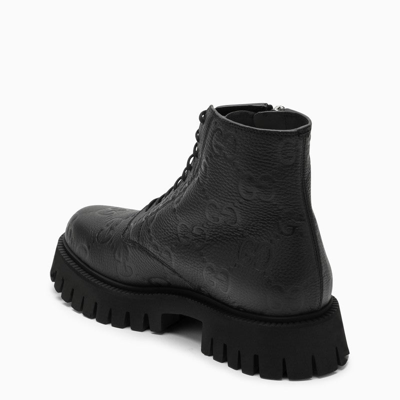 Shop Gucci Gg Black Leather Ankle Boot Men