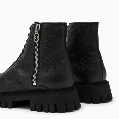 Shop Gucci Gg Black Leather Ankle Boot Men