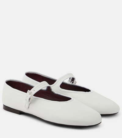 Shop The Row Leather Mary Jane Ballet Flats In White