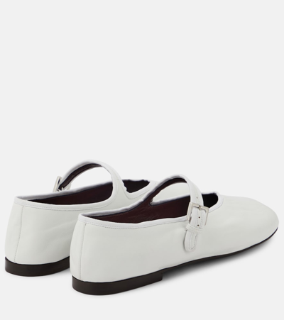 The Row Boheme Mj Leather Ballerina Shoes In White