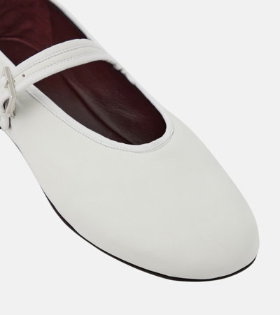 Shop The Row Leather Mary Jane Ballet Flats In White