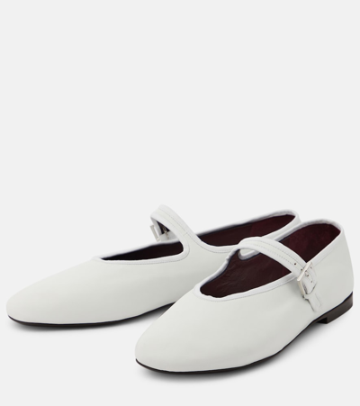 The Row Boheme Mj Leather Ballerina Shoes In White