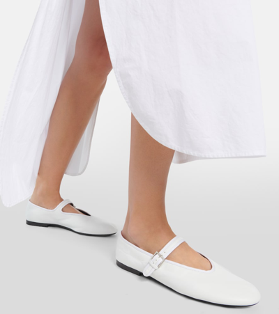 The Row Boheme Mj Leather Ballerina Shoes In White