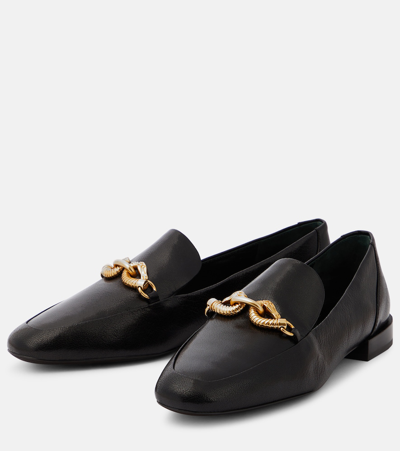 Shop Tory Burch Jessa Embellished Leather Loafers In Black