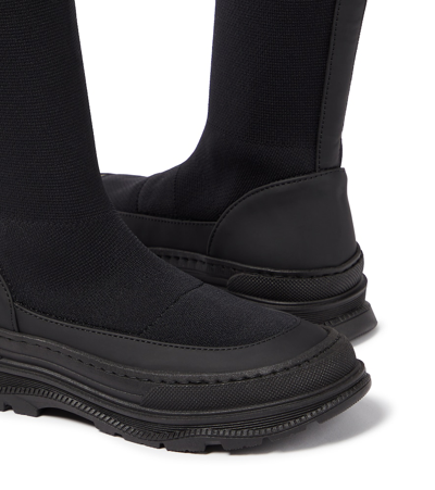 Balmain Logo-intarsia Sock Boots In Black