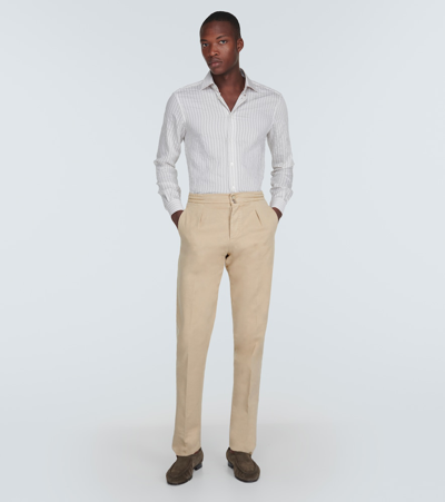 Shop Kiton Straight Pants In Beige