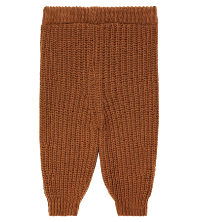 Shop The New Society Baby Ribbed-knit Sweatpants In Brown