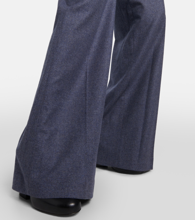 Shop Joseph Alana High-rise Wool-blend Wide-leg Pants In Blue