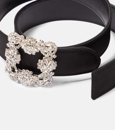 Manolo Blahnik Hangisi Satin Belt In Black