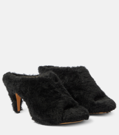 Shop Khaite Marion Shearling Mules In Black