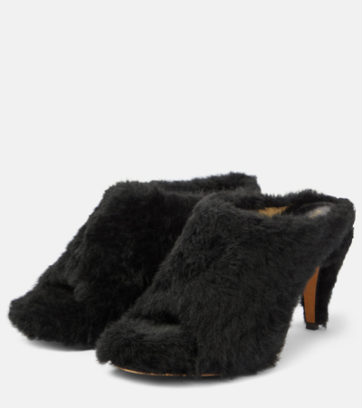 Shop Khaite Marion Shearling Mules In Black