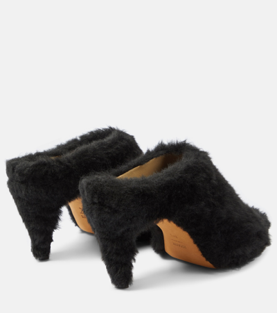 Shop Khaite Marion Shearling Mules In Black