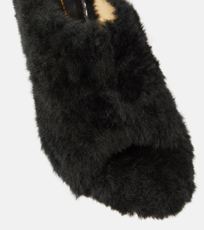 Shop Khaite Marion Shearling Mules In Black