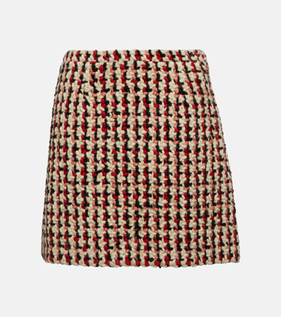 Shop Etro Checked Wool-blend Tweed Miniskirt In Multicoloured