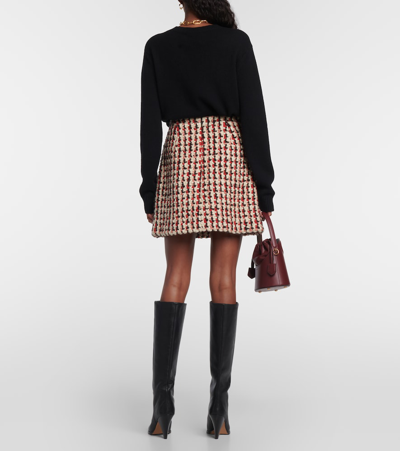 Shop Etro Checked Wool-blend Tweed Miniskirt In Multicoloured
