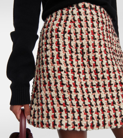 Shop Etro Checked Wool-blend Tweed Miniskirt In Multicoloured