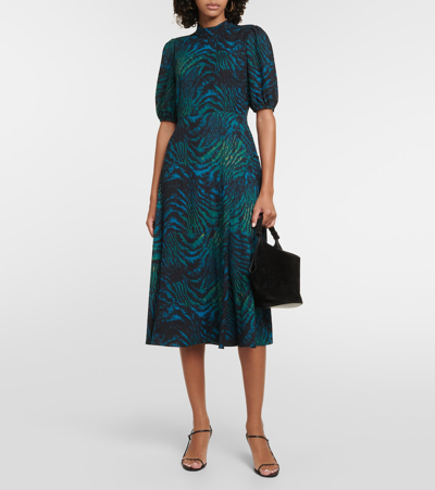 Shop Diane Von Furstenberg Nella Tiger-print Crêpe Midi Dress In Multicoloured