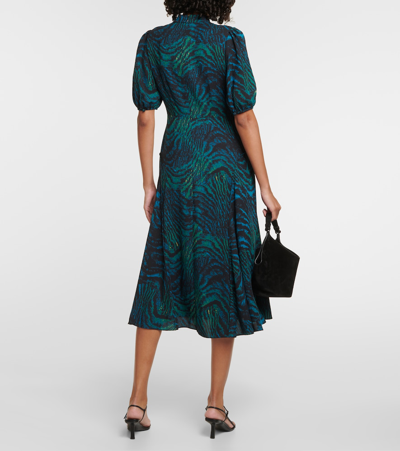 Shop Diane Von Furstenberg Nella Tiger-print Crêpe Midi Dress In Multicoloured