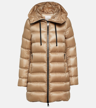 Shop Moncler Suyen Down Coat In Beige