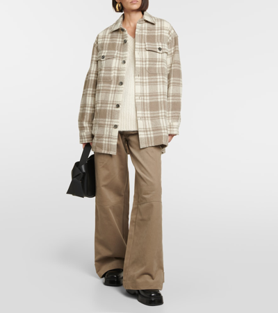 Shop Ami Alexandre Mattiussi Checked Wool Overshirt In Neutrals