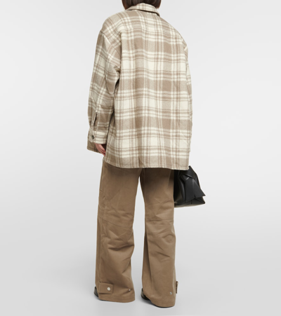 Shop Ami Alexandre Mattiussi Checked Wool Overshirt In Neutrals