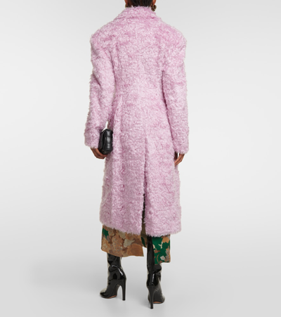 Shop Dries Van Noten Faux Fur Coat In Pink