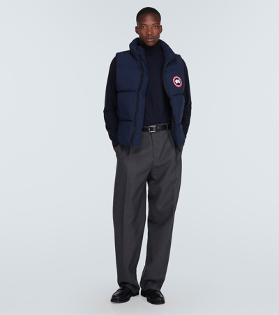 Canada Goose Mens Atlantic Navy Lawrence Quilted Shell-down Vest In Blue