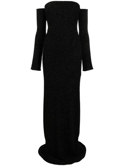 Shop Blumarine Black Strapless Evening Dress With Removable Sleeves In Nero