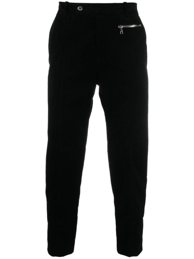 Shop Balmain Black Zip-pocket Straight Trousers In Nero