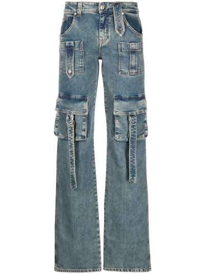 Shop Blumarine Blue Straight Jeans With Pockets