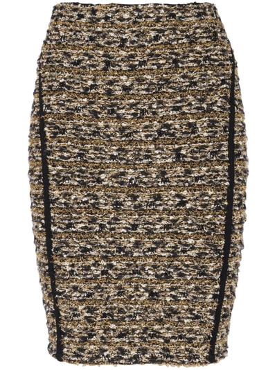 Shop Balmain Gold Tweed High-waisted Skirt