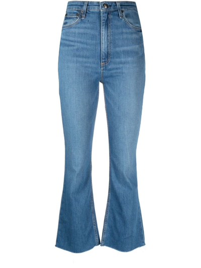 Shop Rag & Bone Casey Crop Flared Jeans In Blue