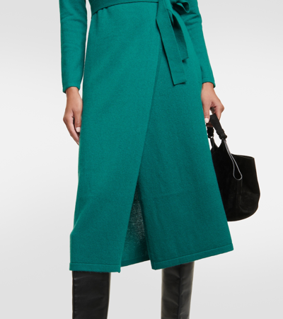 Shop Diane Von Furstenberg Astrid Wool And Cashmere Wrap Dress In Green