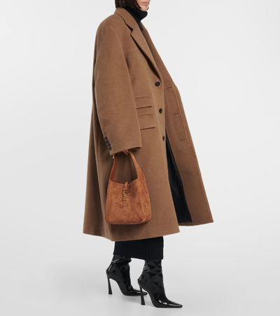 Saint Laurent Le 5 À 7 Small Suede Shoulder Bag In Brown