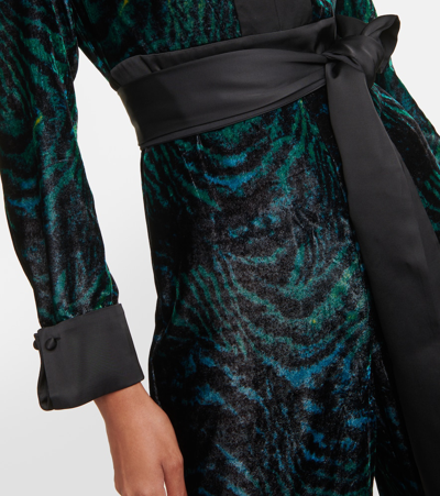 Shop Diane Von Furstenberg Vegas Tiger-print Velvet Jumpsuit In Multicoloured