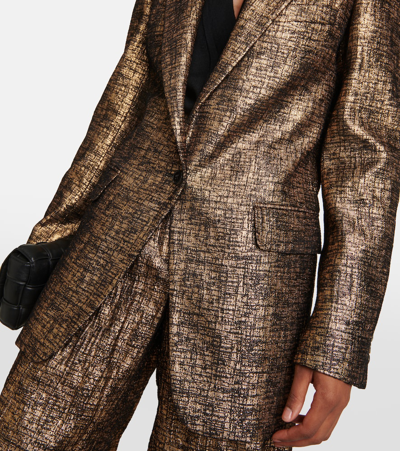 Shop Dries Van Noten Blanchet Tweed Blazer In Gold