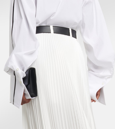 Shop Peter Do Belted Pleated Midi Skirt In White