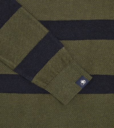 Shop Scotch & Soda Striped Cotton And Wool Sweater In Green