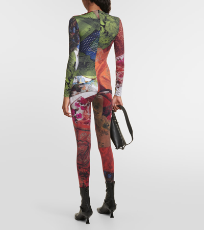 Shop Marine Serre Scarves Second Skin Jersey Catsuit In Multicoloured