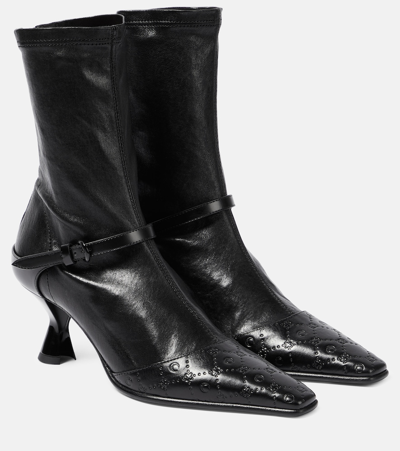Shop Marine Serre Leather Ankle Boots In Black