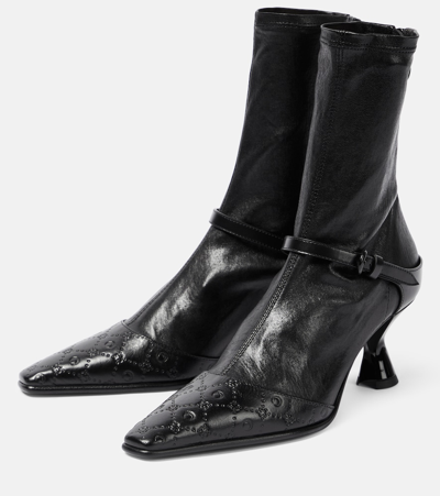 Shop Marine Serre Leather Ankle Boots In Black