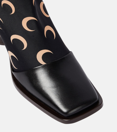 Marine Serre Black All Over Moon Ankle Boots In Multicoloured