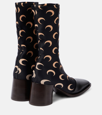 Marine Serre Black All Over Moon Ankle Boots In Multicoloured