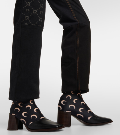 Marine Serre Black All Over Moon Ankle Boots In Multicoloured