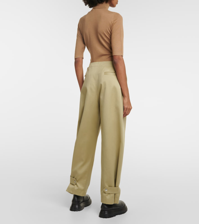 Shop Burberry Cotton Straight Pants In Green